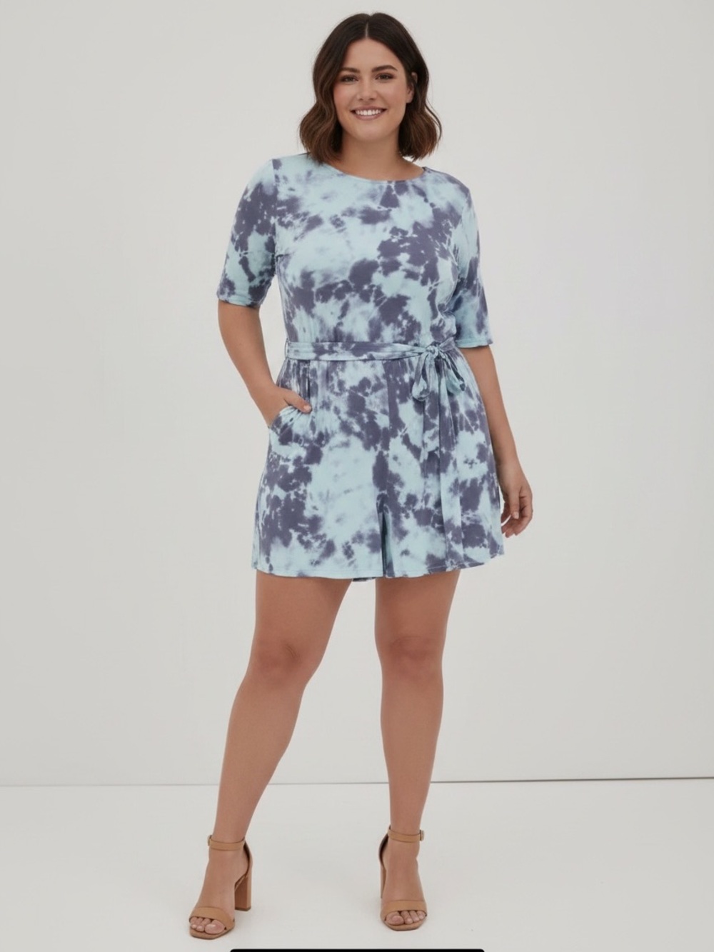 NWT Torrid Super Soft Knit Tie-Dye Blue Purple Romper Indie Sleaze Y2K SZ 24/16